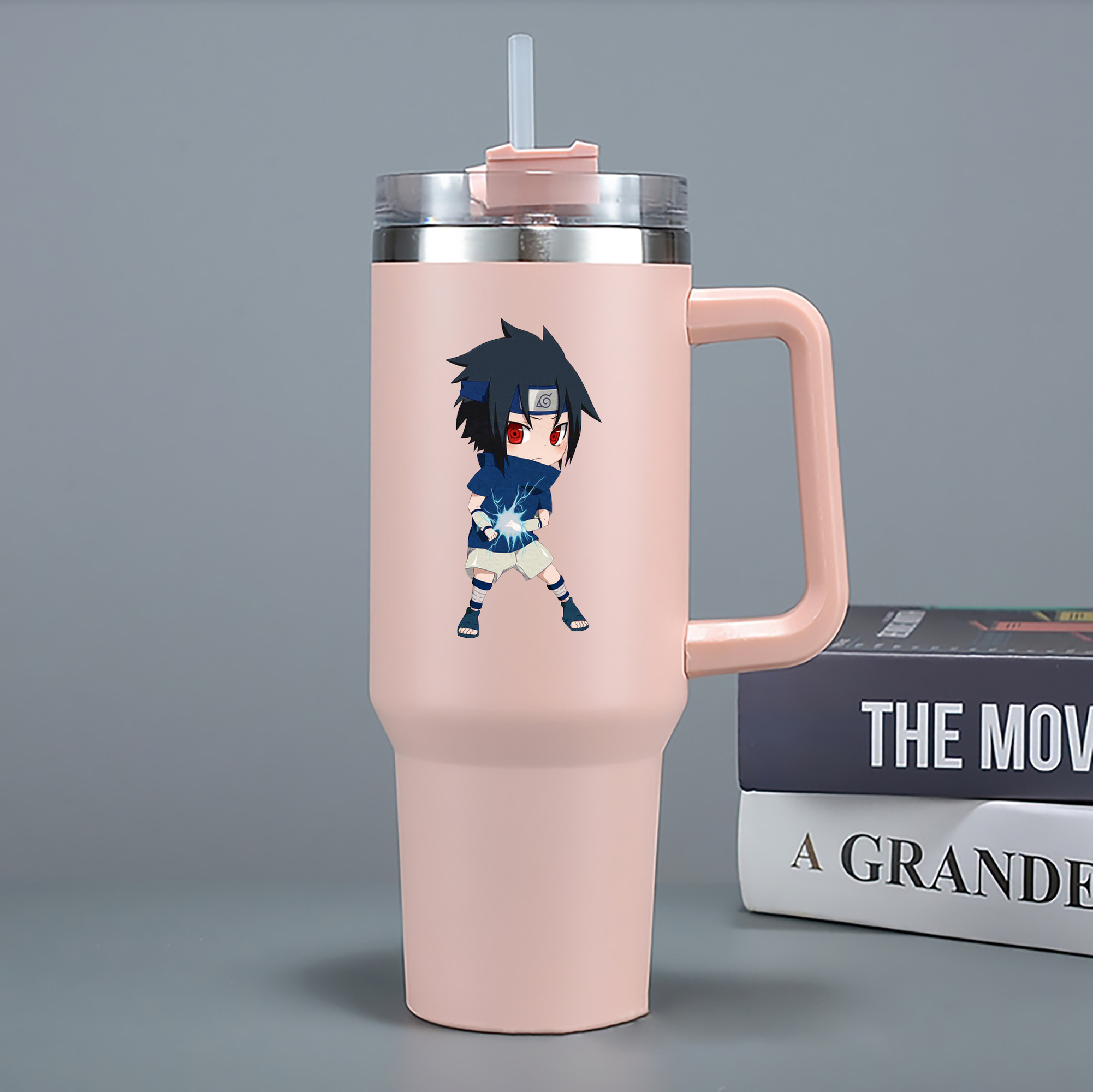 （画像用） NARUTO -ナルト- うちは サスケ Uchiha Sasuke 1200mL車用タンブラー - クリスタルステッカー（プラスチックストロー付き）